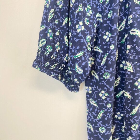 Lucky Brand Blue Floral Peasant Top - Picture 2 of 8